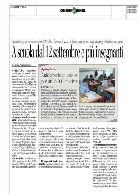Dal Corriere dell'Umbria Dal Corriere dell'Umbria